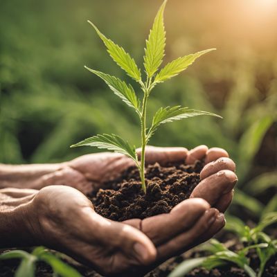 Cannabis plant in hand